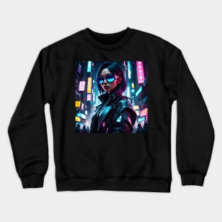 Asian Cyberpunk Girl Crewneck Sweatshirt